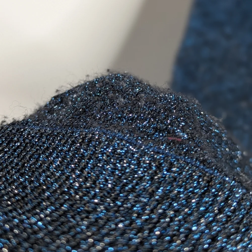J Crew Blue Black Shimmer Long Sleeve Crew Neck Sweater S
